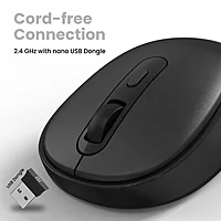 Portronics Toad 27 Wireless Mouse – Silent Buttons | 2.4GHz with USB Nano Dongle | Adjustable DPI Button | Auto Power Saving Mode | PC, Mac & Laptop Compatible | Black