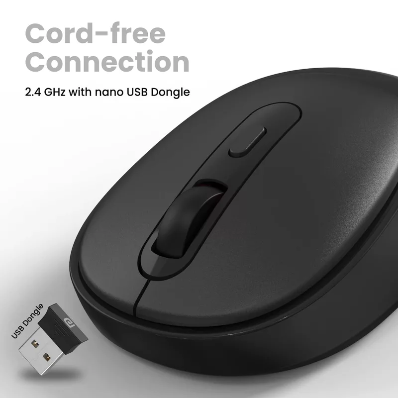 Portronics Toad 27 Wireless Mouse – Silent Buttons | 2.4GHz with USB Nano Dongle | Adjustable DPI Button | Auto Power Saving Mode | PC, Mac & Laptop Compatible | Black
