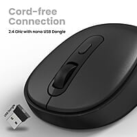 Portronics Toad 27 Wireless Mouse, Silent Buttons, 2.4 GHz with USB Nano Dongle for PC/Mac/Laptop, Auto Power saving Mode, Adjustable DPI Button