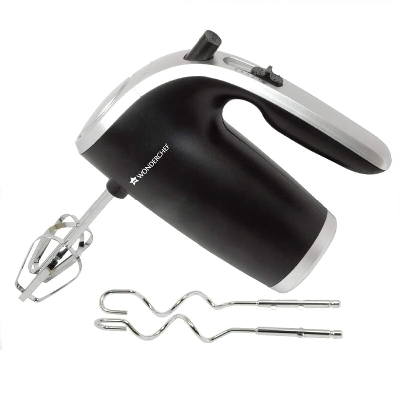 Wonderchef Onyx 5 Speed Electric Hand Mixer 300W SS Whisk Beaters & Dough Hooks