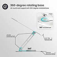 Portronics K9 Laptop Stand – White, Adjustable & 360° Rotatable, Ergonomic