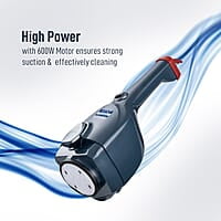 KENT Storm Vacuum Cleaner 600W Cyclone5 Technology and HEPA Filter Bagless Design Ideal for Floors, Curtains, Carpets, Sofa Grey