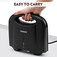 Borosil Klassy 800 Watt Sandwich Maker, 2 Slice Sandwich Maker, Non-stick Nontoxic plates opens 90°, BPA & PTFE Free