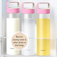 Borosil - Neo Glass Water Bottle|Fridge Bottle|Sports Bottle|Yoga Bottle|Outdoor|Picnic|Portable|Easy to Carry|Leak Proof|Resusable With Blue Handle, Transparent, Clear, See Through Bottle, 550 ML