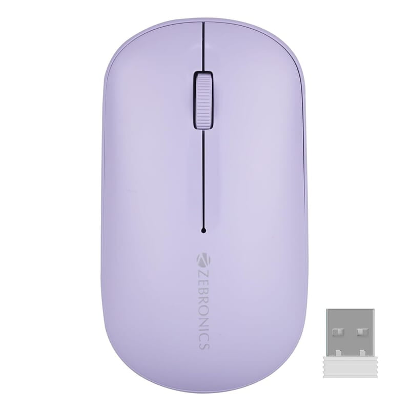 ZEBRONICS Pulse Wireless Mouse, Multi Connectivity, Dual Bluetooth, for Mac, Laptop, Computer, Tablet, 2.4GHz, 1200 DPI, Comfortable & Lightweight