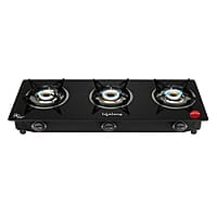 Lifelong 3 Burner Gas Stove Top for Kitchen - Automatic Ignition Cooktop Modern Glass Stove for Modular Kitchen, ISI Certified