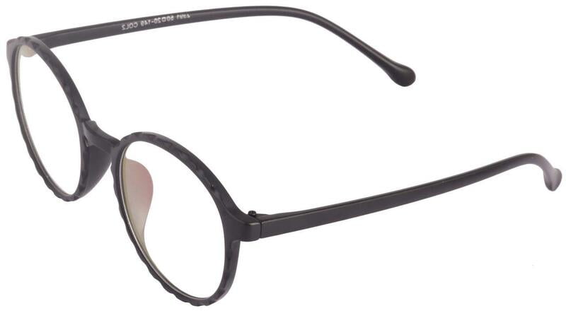 Unisex Medium Round Spectacle Frame. Glossy Black Color Frame. Transparent ARC Lens.