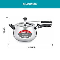 Borosil Pronto Induction Base Inner Lid Stainless Steel Pressure Cooker, 6.8 mm Thick Base, 6.5 L