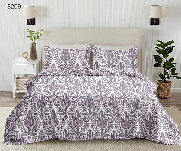 Rose Garden: The Amethyst Damask | 100% Premium Cotton King Size Bedsheet
