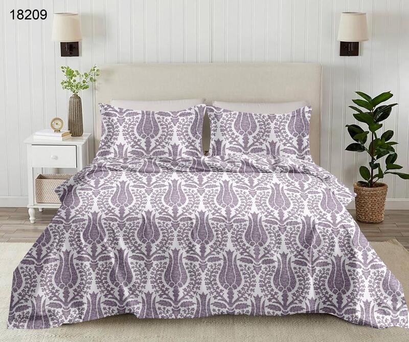 Rose Garden: The Amethyst Damask | 100% Premium Cotton King Size Bedsheet