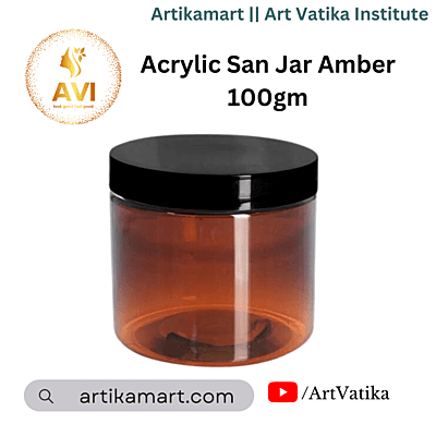 Acrylic San Jar AMBER + White Inner + BLACK Cap - 100g Acrylic San Jar AMBER + White Inner + BLACK Cap - 100g