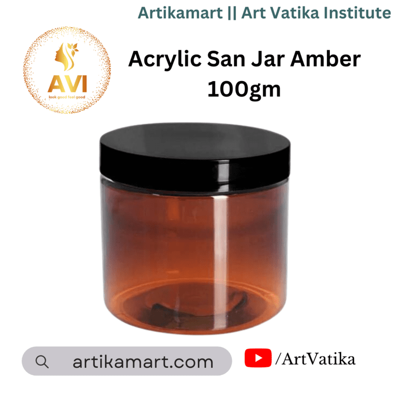 Acrylic San Jar AMBER + White Inner + BLACK Cap - 100g Acrylic San Jar AMBER + White Inner + BLACK Cap - 100g