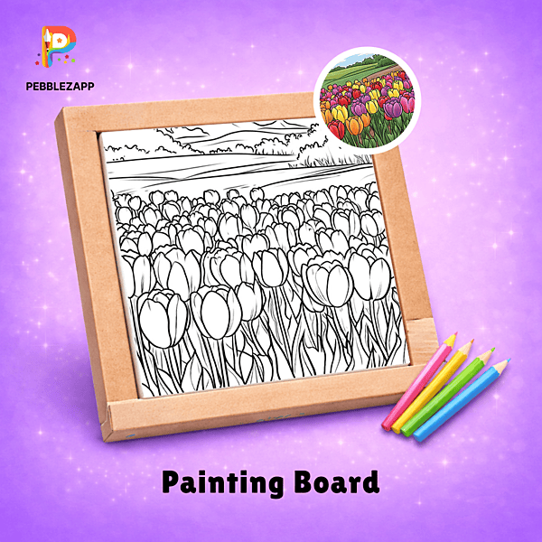 Beautiful Tulip Field Coloring