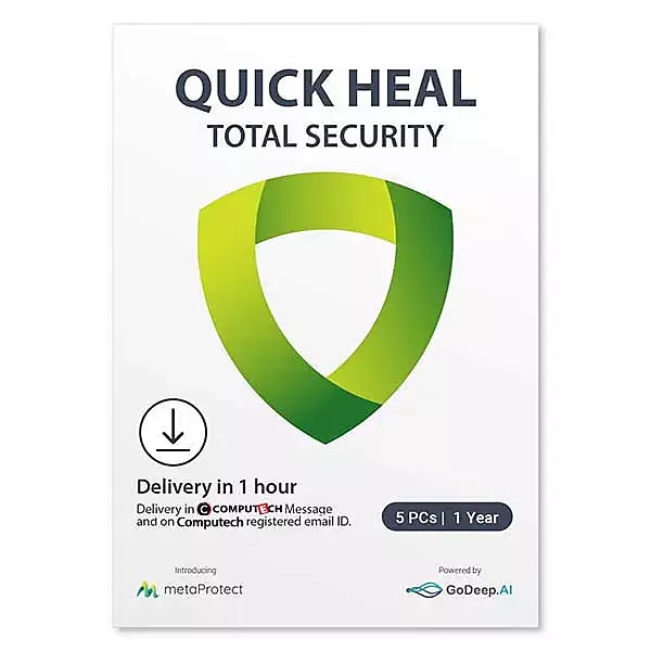 Quick Heal Total Security 5 PCs 1 Year AI Protection for Windows