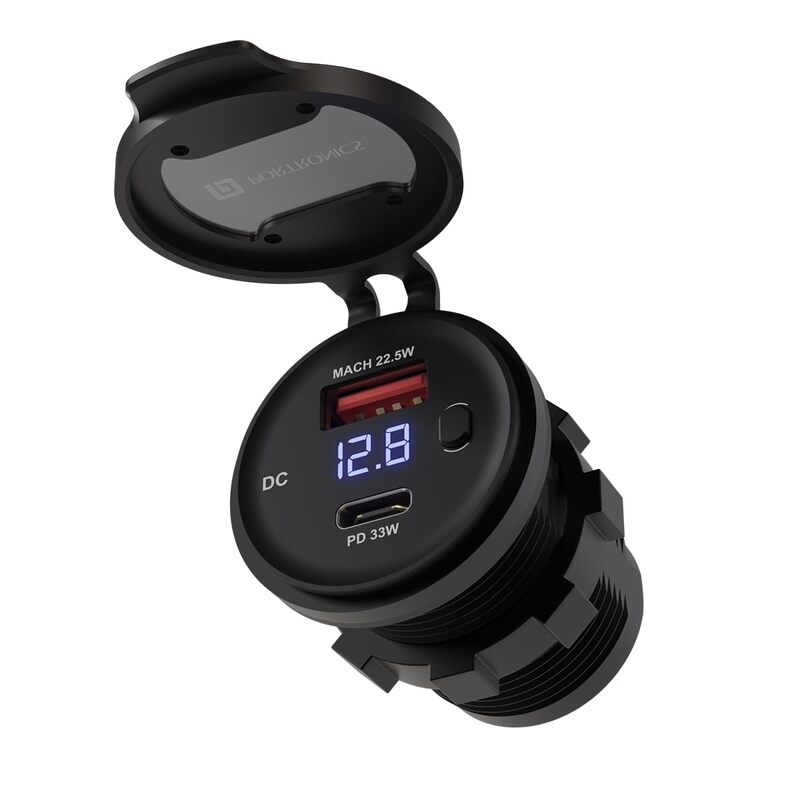 Portronics Spark 51W – Type-C & USB Motorcycle Charger, Fast Charging, Compact & Durable
