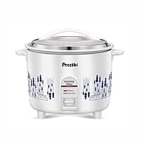 Preethi Glitter Electric Cooker, 1.8 Liters with Double Pan - White & Blue