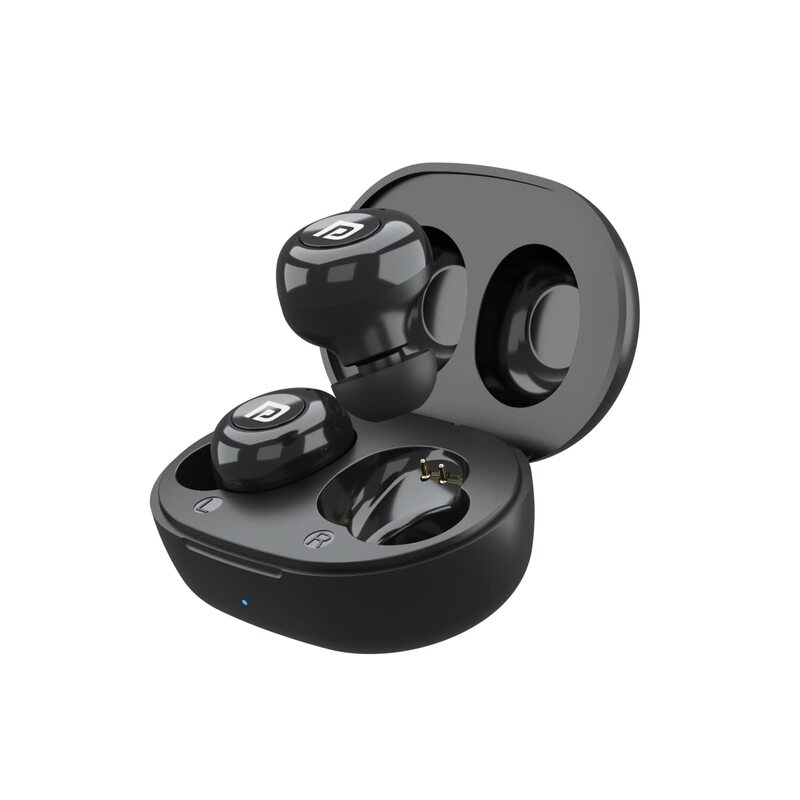 Portronics Twins S3 – TWS Earbuds, 20H Playtime, Black, Bluetooth 5.0, IPX4 Water Resistant, Touch Control, Deep Bass, Lightweight Design, Perfect for Calls and Music, Quick Charge, Compact Case.