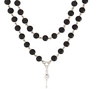 Karungali Mala with Silver Murugan, Vel & Tamil Om Pendant Spiritual Mala