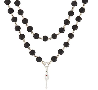 Karungali Mala with Silver Murugan, Vel & Tamil Om Pendant Spiritual Mala Karungali Mala with Silver Murugan, Vel & Tamil Om Pendant Spiritual Mala