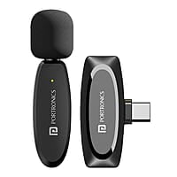 Portronics Dash 7 Omnidirectional Type C Wireless Microphone, Noise Cancellation, Plug & Play, Lapel Wireless Mic for Video Recording