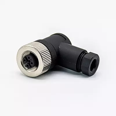 M12 Connector 4 pin Field Female Socket Right Angle Plastic Screw Locking Circular Sensor A- Coded Connectors for Cable Assembly