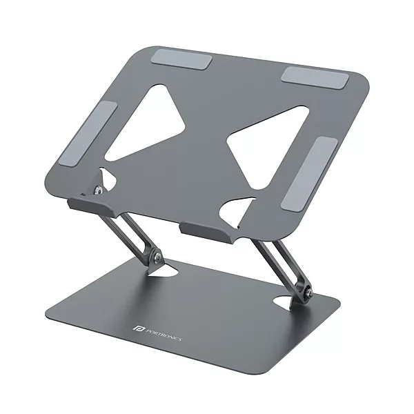 Portronics K7 Laptop Stand – Grey, Adjustable & Ergonomic