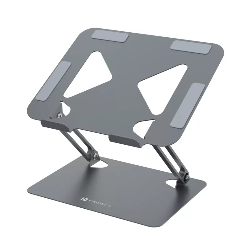 Portronics K7 Laptop Stand – Grey, Adjustable & Ergonomic