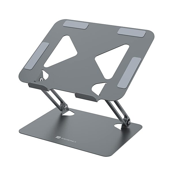 Portronics My Buddy K7 Laptop Stand – Metal Build | Foldable & Extendable | Grey | 1 Year Warranty