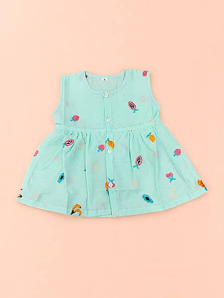 Alai Cotton Embroidered Baby Frock - Green Alai Cotton Embroidered Baby Frock - Green