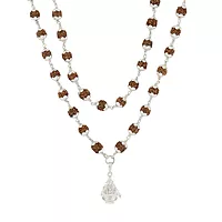 925 Silver Tied Rudraksha Mala Ruthratcham |Arch Ayyappan Pendant Silver ,Certified