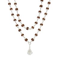 925 Silver Tied Rudraksha Mala Ruthratcham |Arch Ayyappan Pendant Silver ,Certified