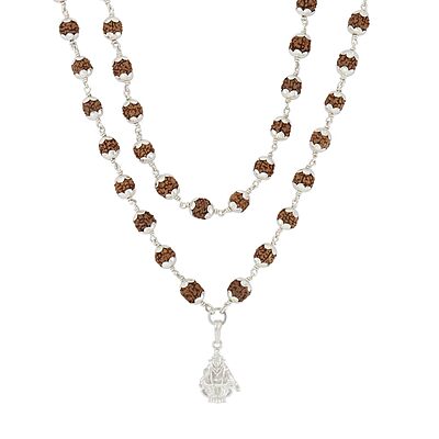 925 Silver Tied Rudraksha Mala Ruthratcham |Arch Ayyappan Pendant Silver ,Certified 925 Silver Tied Rudraksha Mala Ruthratcham |Arch Ayyappan Pendant Silver ,Certified