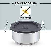 Borosil Carry Fresh Prime Stainless Steel Luncboxes with Carry Bag, Set of 3 (280 ml x 2, 180 ml x 1)