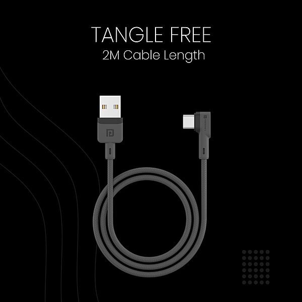 Portronics Konnect L Type-C Cable – 2M, 3A Fast Charge, durable design, perfect for quick data transfer and charging, compatible with various devices, ideal for home and office use.