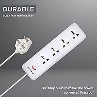 Lapcare LAPEX‑123 extension board: 4 universal sockets with single LED-switch, 2 m cord, 6 A/1440W rating and built‑in surge protection.