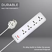 Lapcare LAPEX‑123 extension board: 4 universal sockets with single LED-switch, 2 m cord, 6 A/1440W rating and built‑in surge protection.