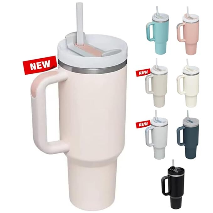 STEEL SIPPER 40oz Stainless Steel Vacuum Insulated Tumbler with Straw and Lid & Handle, Travel Coffee Mugs Cups for Hot Drinks with Handle and Straw Insulated Water Bottle Iced Coffee Cup
