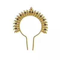 Srimathi Jewellers Gold Plated Leaf Head Crown | Perfect for Enhancing Your Spiritual Decor | Used as Bharatanatyam, Kuchipudi, Oddisi Dancers Head Set | traditional head accessory