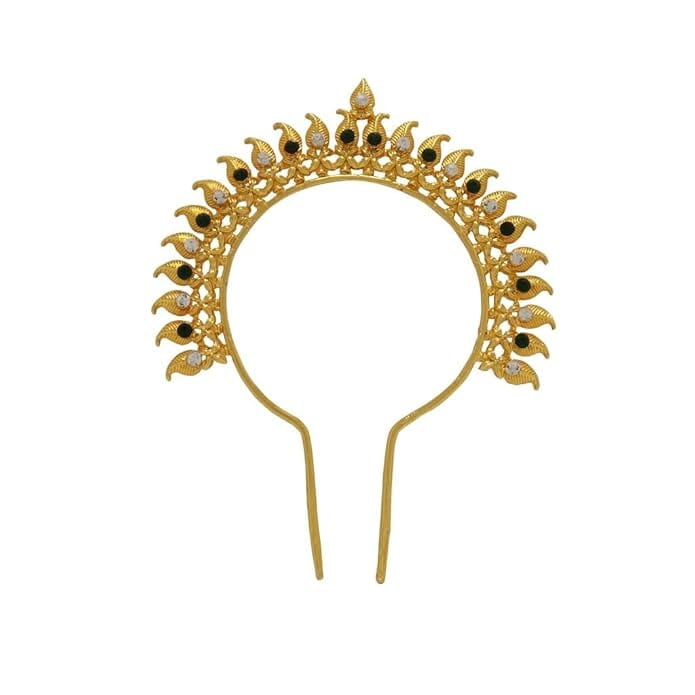 Srimathi Jewellers Gold Plated Leaf Head Crown | Perfect for Enhancing Your Spiritual Decor | Used as Bharatanatyam, Kuchipudi, Oddisi Dancers Head Set | traditional head accessory