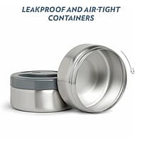 Borosil Hot-N-Fresh Prime Stainless Steel Insulated Lunch Box, Keeps food warm upto 8 Hours, Set of 2 (420 ml + 420 ml), Grey