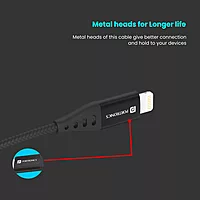 Portronics 1648 Konnect L 20W Type-C to Lightning Cable – Nylon Braided | 1M | Black