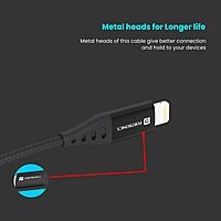 Portronics 1648 Konnect L 20W Type-C to Lightning Cable – Nylon Braided | 1M | Black