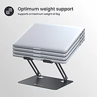 Portronics My Buddy K7 Laptop Stand – Metal Build | Foldable & Extendable | Grey | 1 Year Warranty