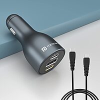 Portronics 120W Car Charger | 3-Port Fast Charging + PD | Charge multiple devices quickly | Compact design | Ideal for road trips | Compatible with various devices | Safe and efficient charging.