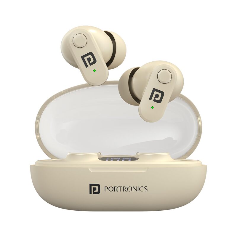 Portronics Twins S16 – TWS Earbuds, 24H Playtime, Beige. Enjoy seamless connectivity, superior sound quality, and a stylish design. Perfect for music lovers and on-the-go lifestyles.
