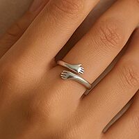 925 Sterling Silver Hug Ring Adjustable | Love Forever Band for Men & Women