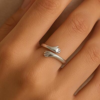 925 Sterling Silver Hug Ring Adjustable | Love Forever Band for Men & Women 925 Sterling Silver Hug Ring Adjustable | Love Forever Band for Men & Women