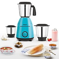 Borosil Best Mixer Grinder, 500 Watts, 3 Jars (1.5L Blending Jar, 1L Dry/Wet Grinding Jar, 400 ml Chutney Jar), Kitchen Mixie, 2 Years Warranty on Motor