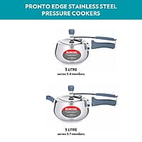 Borosil Pronto Edge Induction Base Inner Lid Stainless Steel Pressure Cooker, 3 L