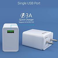 Portronics 1104 Adapto ONE Charger – 3A Quick Charger | Single USB Port | Type-C Cable | White